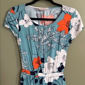 Banana Republic Teal and Orange Floral Mini Dress